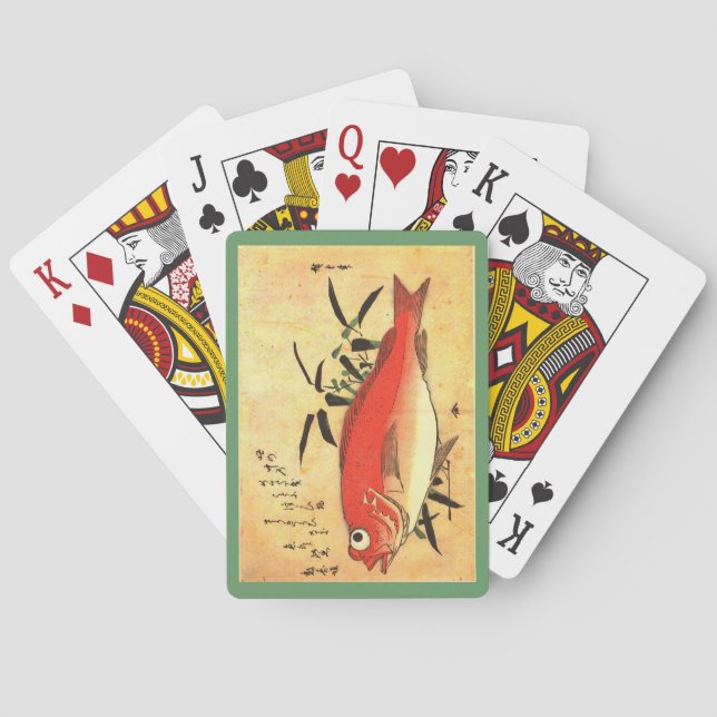 Akodai - Hiroshige's Colorful Japanese Fish Print Poker Cards (Back)