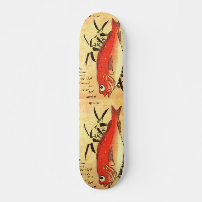 Akodai - Hiroshige's Colorful Japanese Fish Print Skateboard Deck (Front)