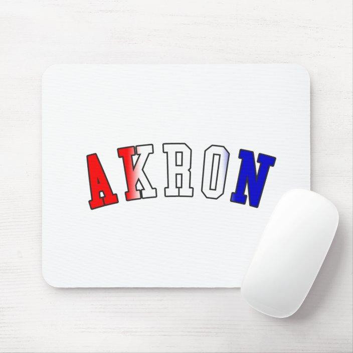 Akron in Ohio State Flag Colors Mouse Pad