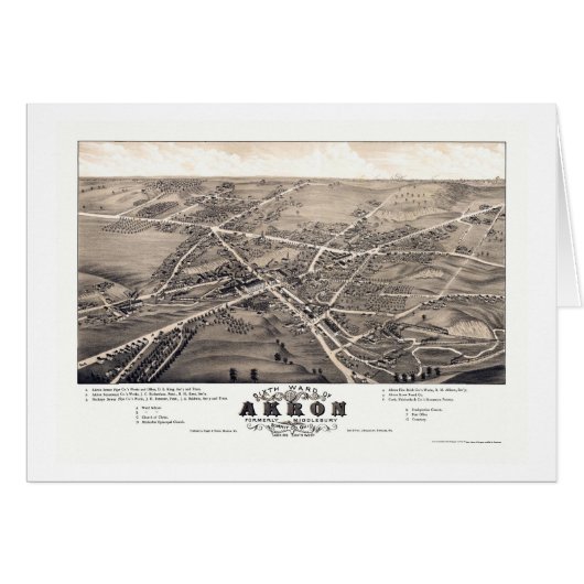 Akron, OH Panoramic Map - 1882 Cards (Front Horizontal)