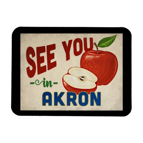 Akron Ohio Apple _ Vintage Travel Magnet