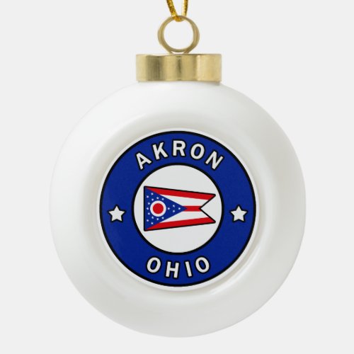 Akron Ohio Ceramic Ball Christmas Ornament