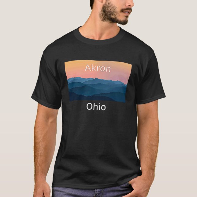 Akron Ohio Mountain sunset hometown T-Shirt (Front)