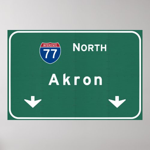 Akron Ohio oh Interstate Highway Freeway  Poster