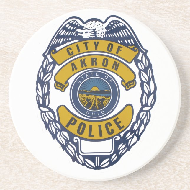 Akron Ohio Police Department Sticker. Drink Coaster (Front)