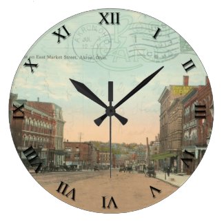 Akron Ohio Post Card Clock - E Market St 1913