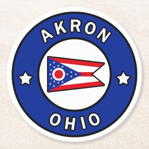 Akron Ohio Round Paper Coaster