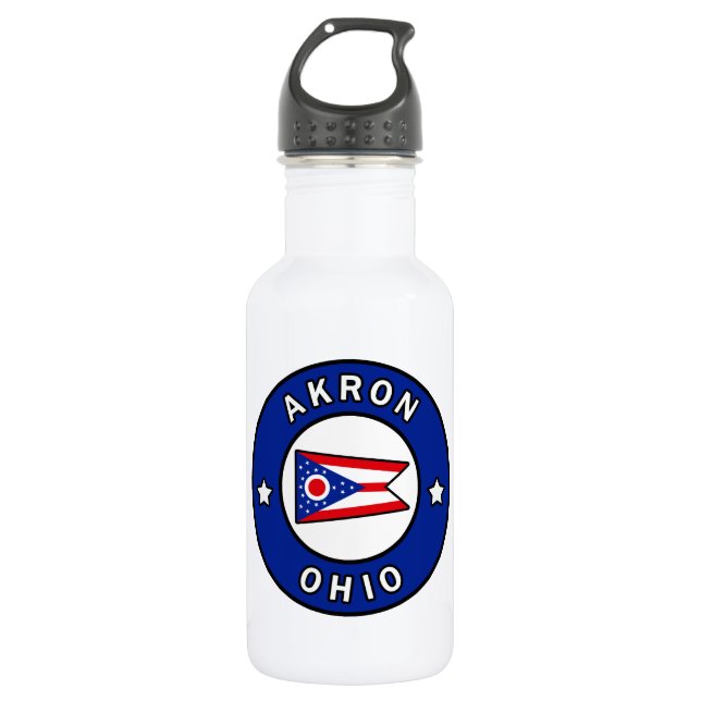 Akron Ohio Stainless Steel Water Bottle (Front)