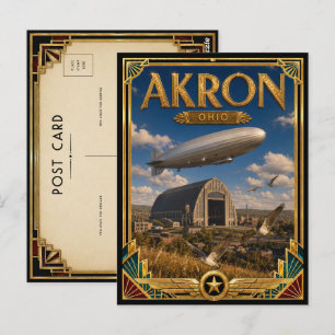 Akron Ohio Vintage Art Deco Golden Age Postcard