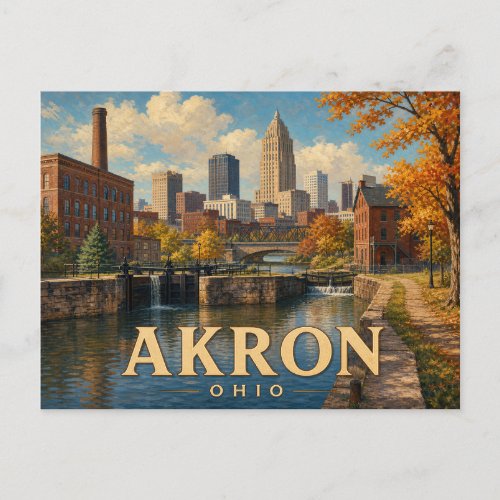 Akron Ohio Vintage Travel Postcard