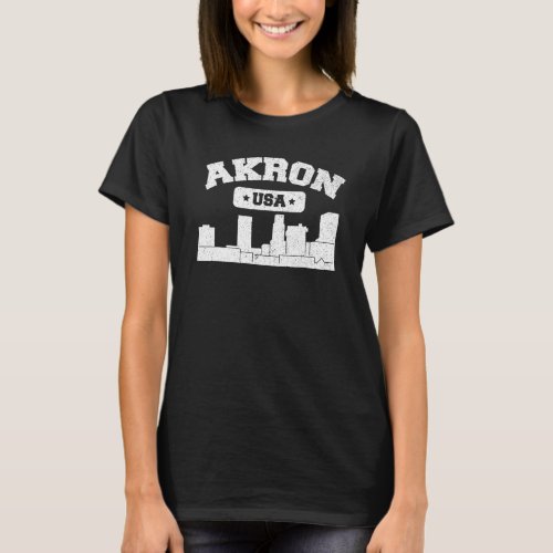 Akron Skyline City Retro Vintage Pride Ohio T_Shirt