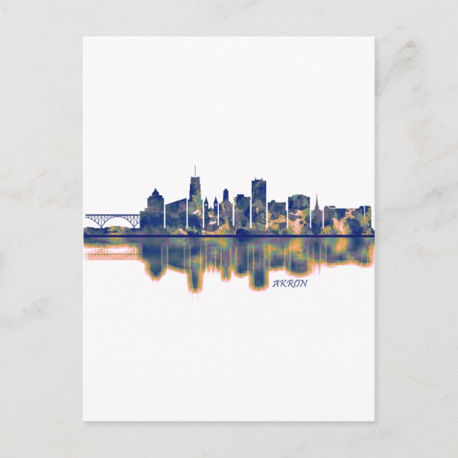 Akron Skyline Holiday Postcard (Front)