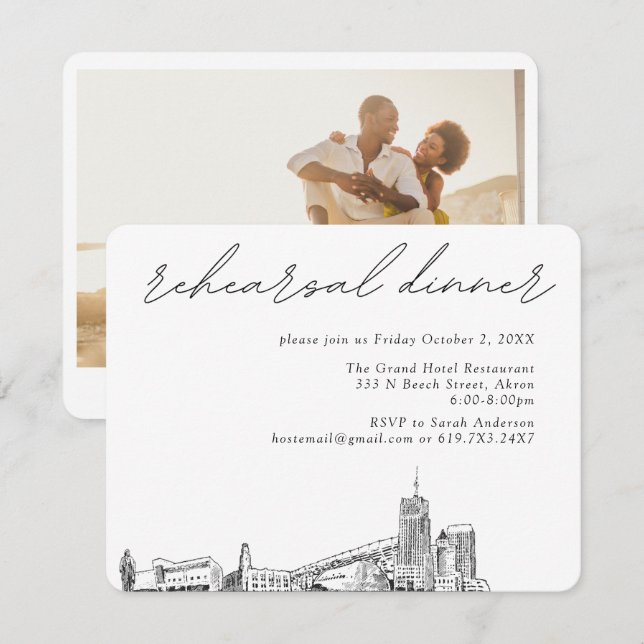 Akron Wedding Elegant Rehearsal Dinner Enclosure Card (Front/Back)
