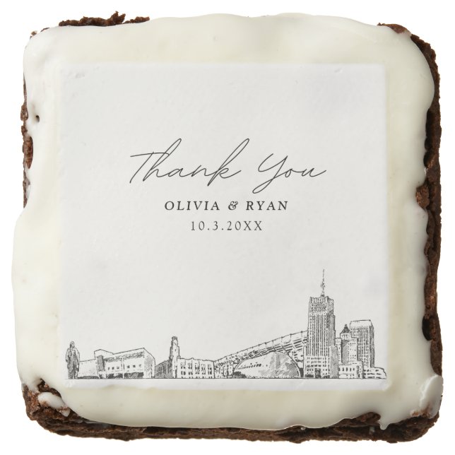 Akron Wedding Favor Custom Thank You Brownies (Front)