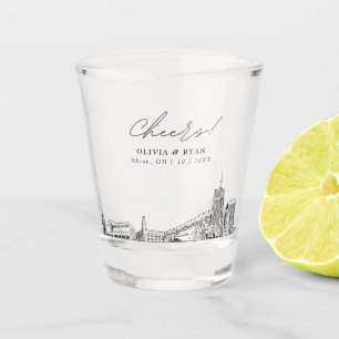 Akron Wedding Favor Personalized Cheers Shot Glass