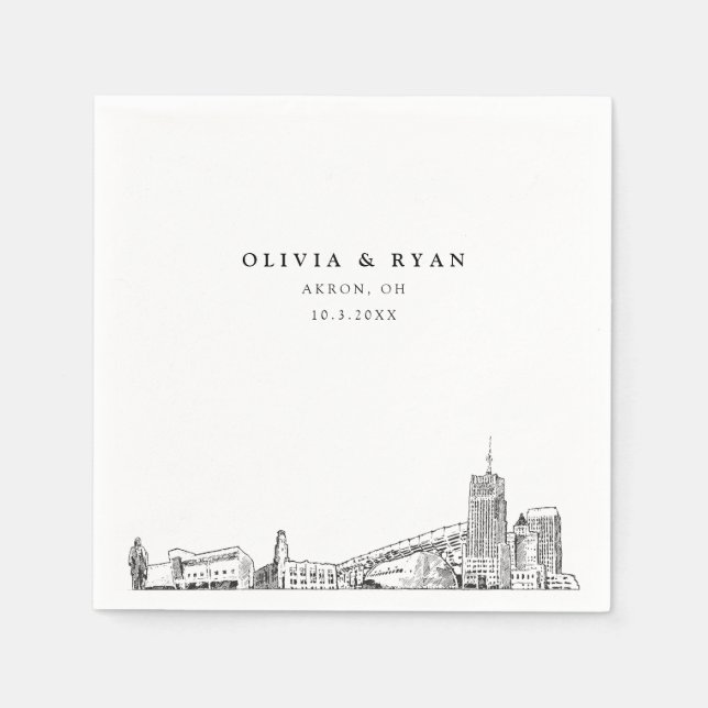 Akron Wedding Minimalist Paper  Napkins (Front)