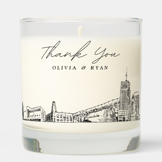 Akron Wedding Thank You Gift Custom Candle (Front)