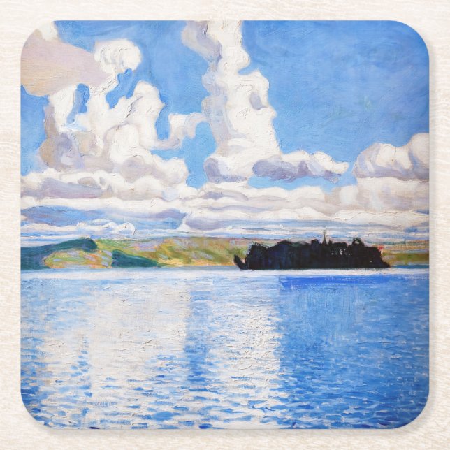 Akseli Gallen-Kallela - Cloud Towers Square Paper Coaster (Front)