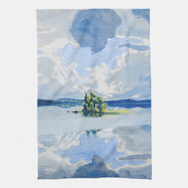 Akseli Gallen-Kallela - Clouds above a Lake Kitchen Towel (Vertical)