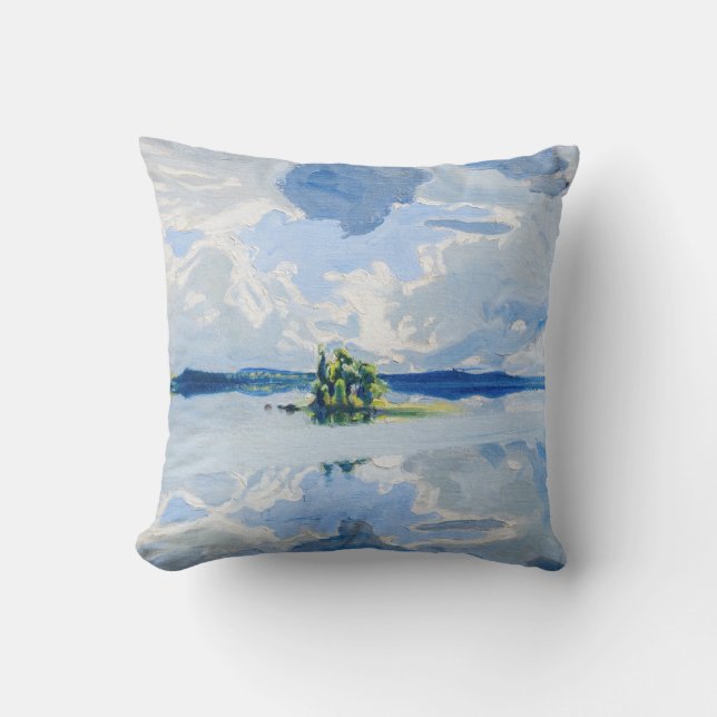 Akseli Gallen-Kallela - Clouds above a Lake Throw Pillow (Front)