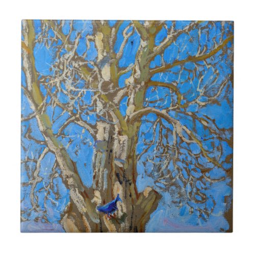 Akseli Gallen_Kallela _ Crack Willow and Blue Bird Ceramic Tile