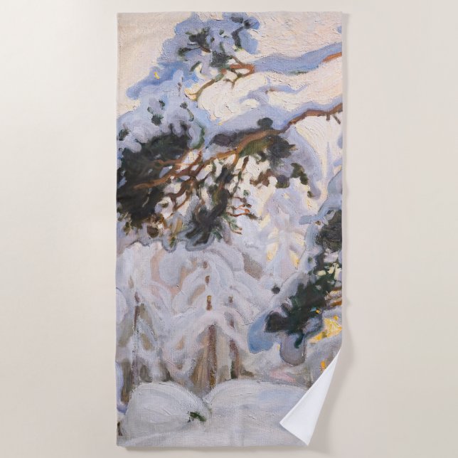 Akseli Gallen-Kallela - Forest in Winter Beach Towel (Front)
