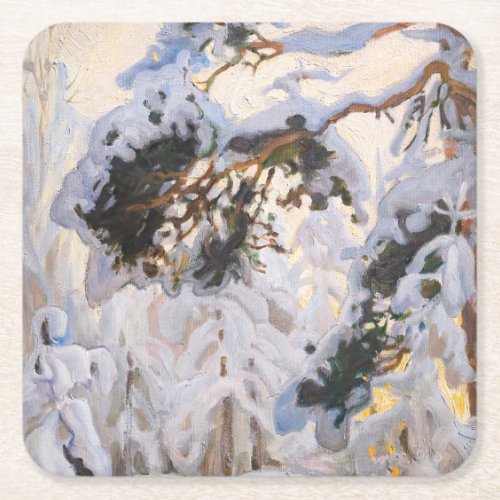 Akseli Gallen_Kallela _ Forest in Winter Square Paper Coaster