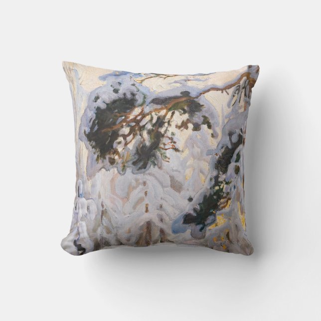 Akseli Gallen-Kallela - Forest in Winter Throw Pillow (Front)