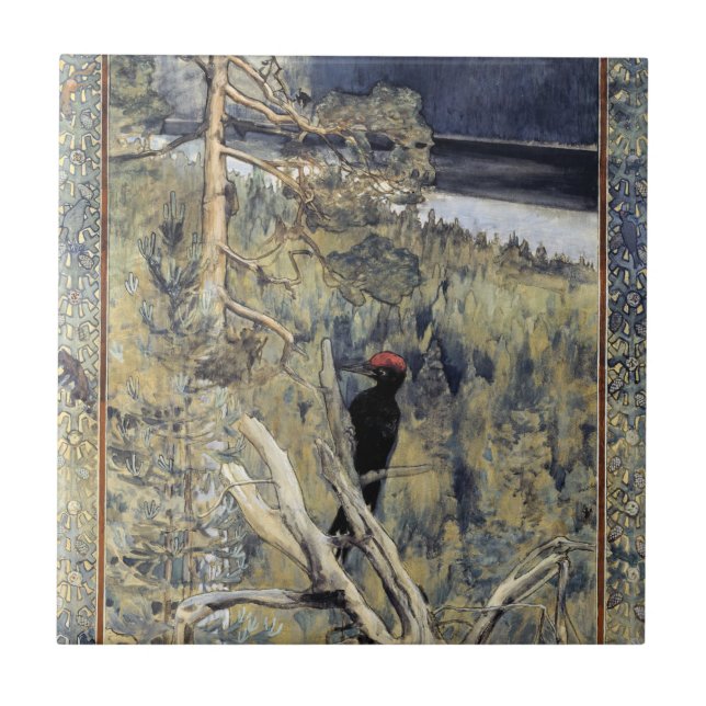 Akseli Gallen-Kallela - Great Black Woodpecker Ceramic Tile (Front)