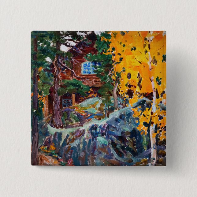 Akseli Gallen-Kallela - Kalela in Autumn Button (Front)