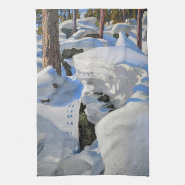Akseli Gallen-Kallela - Lair of the Lynx Kitchen Towel (Vertical)