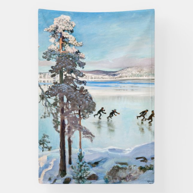 Akseli Gallen-Kallela - Skaters near Kalela Shore Banner (Vertical)