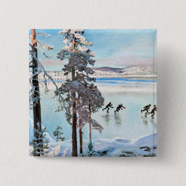 Akseli Gallen-Kallela - Skaters near Kalela Shore Button (Front)