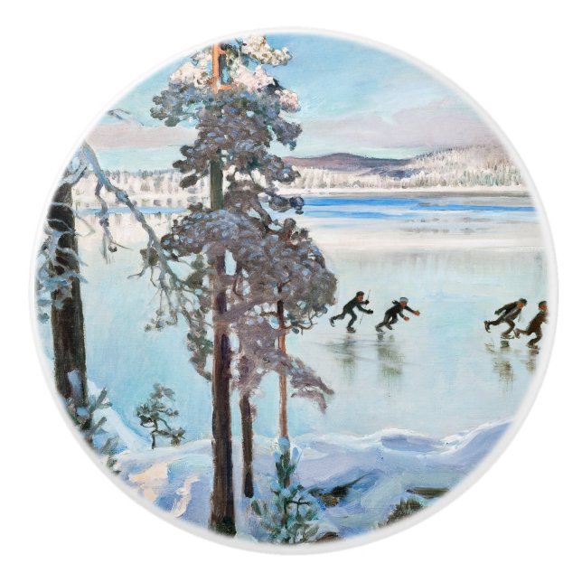 Akseli Gallen-Kallela - Skaters near Kalela Shore Ceramic Knob (Front)