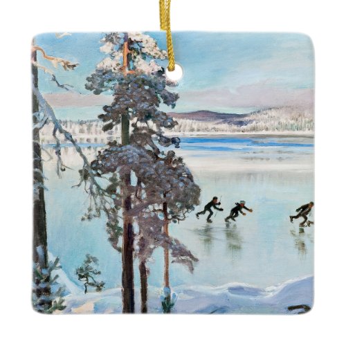 Akseli Gallen-Kallela - Skaters near Kalela Shore Ceramic Ornament