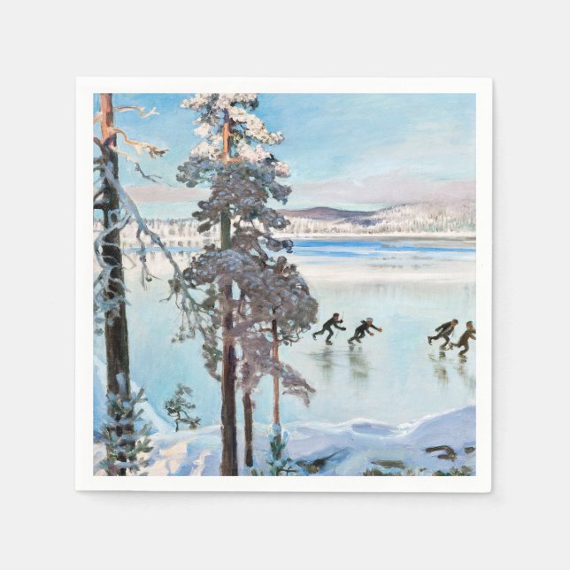 Akseli Gallen-Kallela - Skaters near Kalela Shore Napkins (Front)