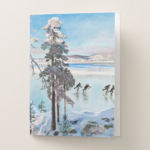 Akseli Gallen-Kallela - Skaters near Kalela Shore Pocket Folder