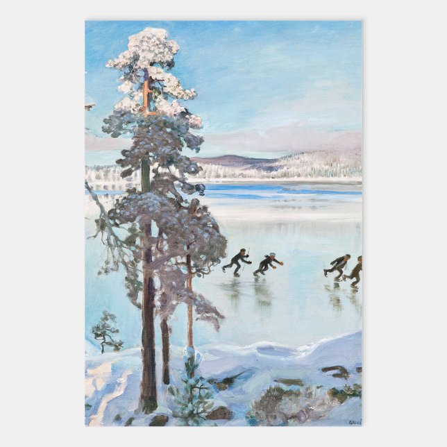 Akseli Gallen-Kallela - Skaters near Kalela Shore Wrapping Paper Sheets (Creator Uploaded)