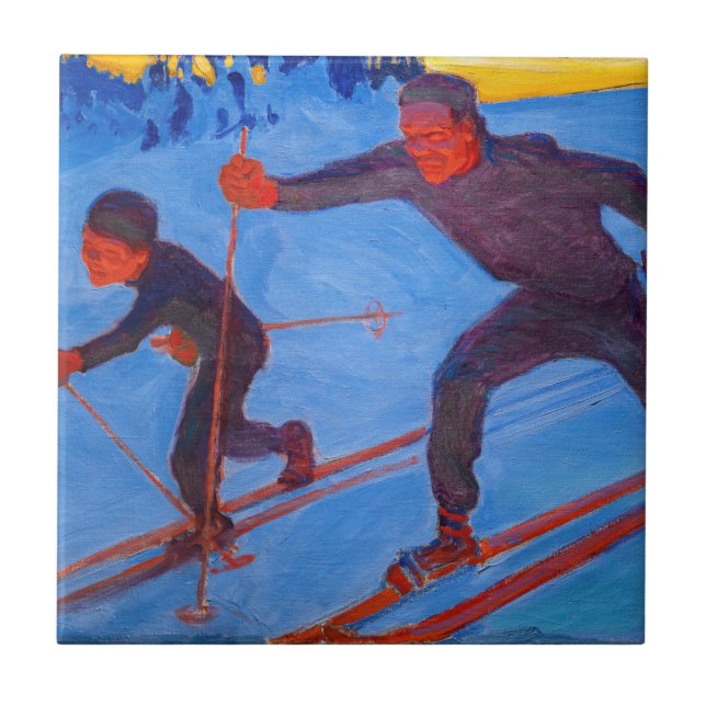 Akseli Gallen-Kallela - Skiers Ceramic Tile (Front)