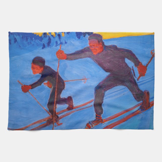 Akseli Gallen-Kallela - Skiers Kitchen Towel (Horizontal)