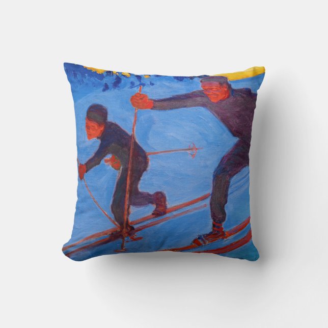 Akseli Gallen-Kallela - Skiers Throw Pillow (Front)