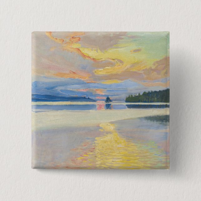 Akseli Gallen-Kallela - Sunset over Lake Ruovesi Button (Front)