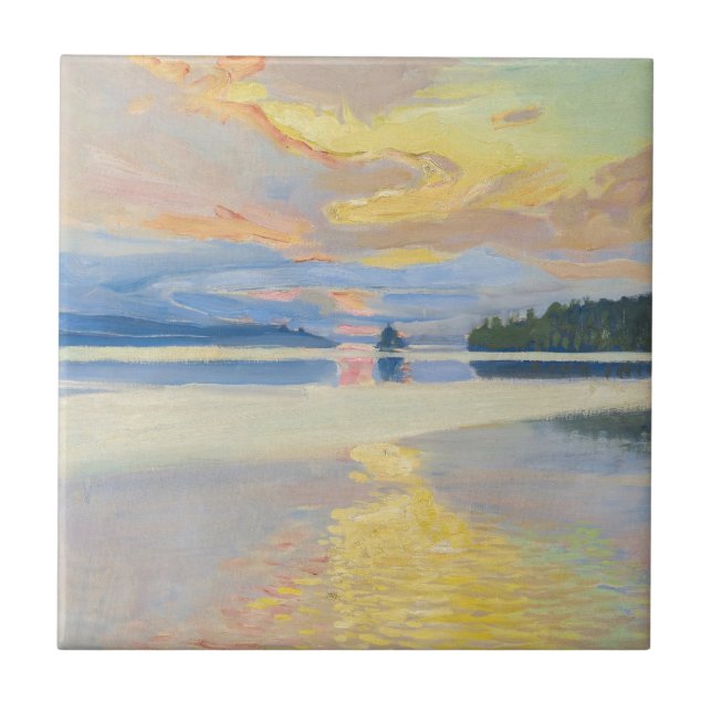 Akseli Gallen-Kallela - Sunset over Lake Ruovesi Ceramic Tile (Front)