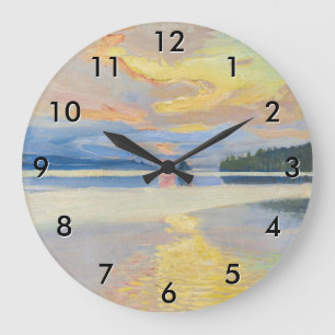 Akseli Gallen-Kallela - Sunset over Lake Ruovesi Large Clock