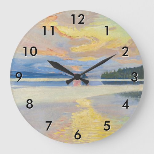 Akseli Gallen_Kallela _ Sunset over Lake Ruovesi Large Clock