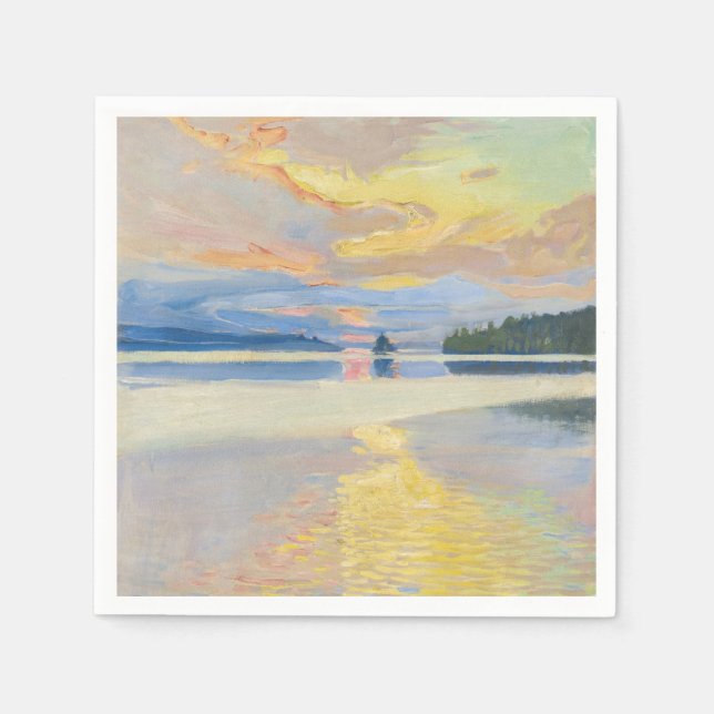Akseli Gallen-Kallela - Sunset over Lake Ruovesi Napkins (Front)