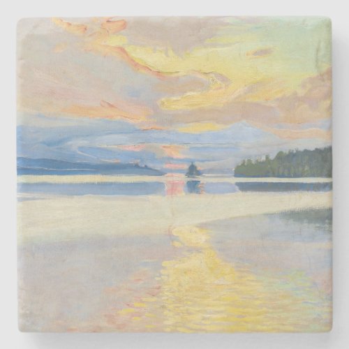 Akseli Gallen_Kallela _ Sunset over Lake Ruovesi Stone Coaster