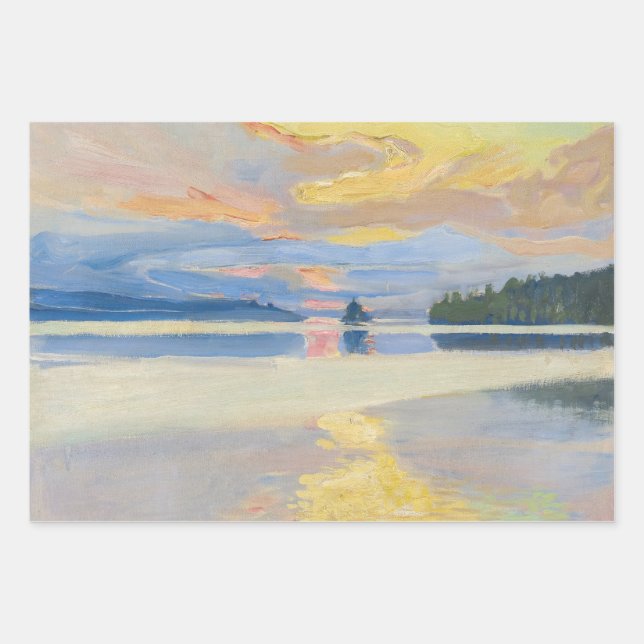 Akseli Gallen-Kallela - Sunset over Lake Ruovesi Wrapping Paper Sheets (Front)