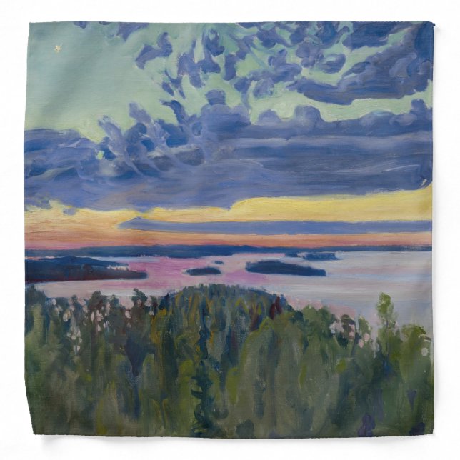 Akseli Gallen-Kallela - View over a Lake at Sunset Bandana (Front)