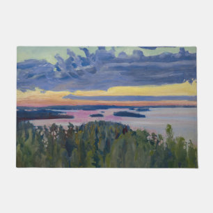 Akseli Gallen-Kallela - View over a Lake at Sunset Doormat